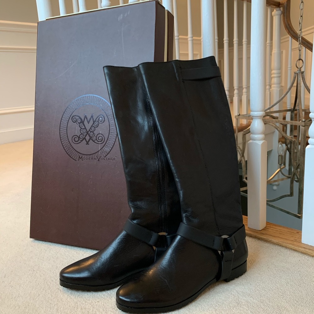 Modern Vintage Belinda Black Leather Boots